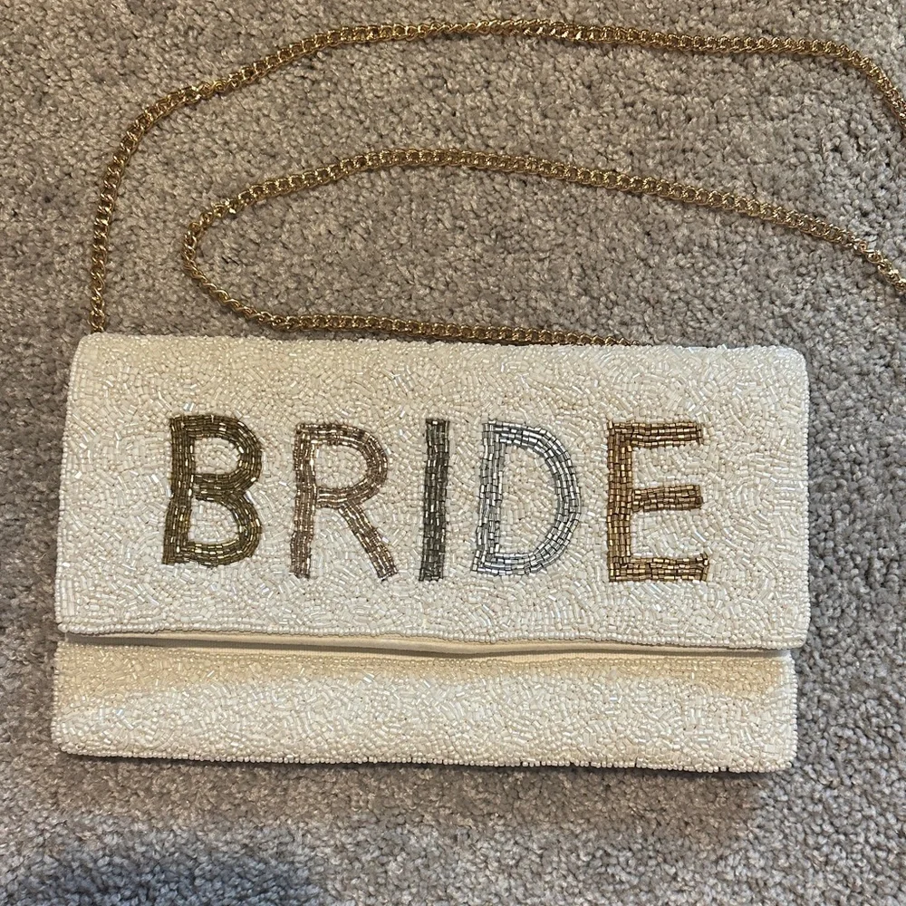 👰🏼 BRIDE Ivory Beaded Crossbody Clutch - Picture 2 of 7